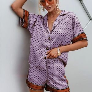 NWT Purple/burnt orange silk set